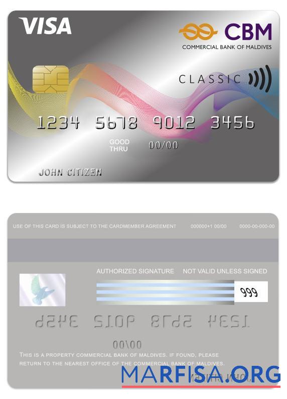 Downloadable Maldives Commercial Bank of Maldives Visa Credit Card example